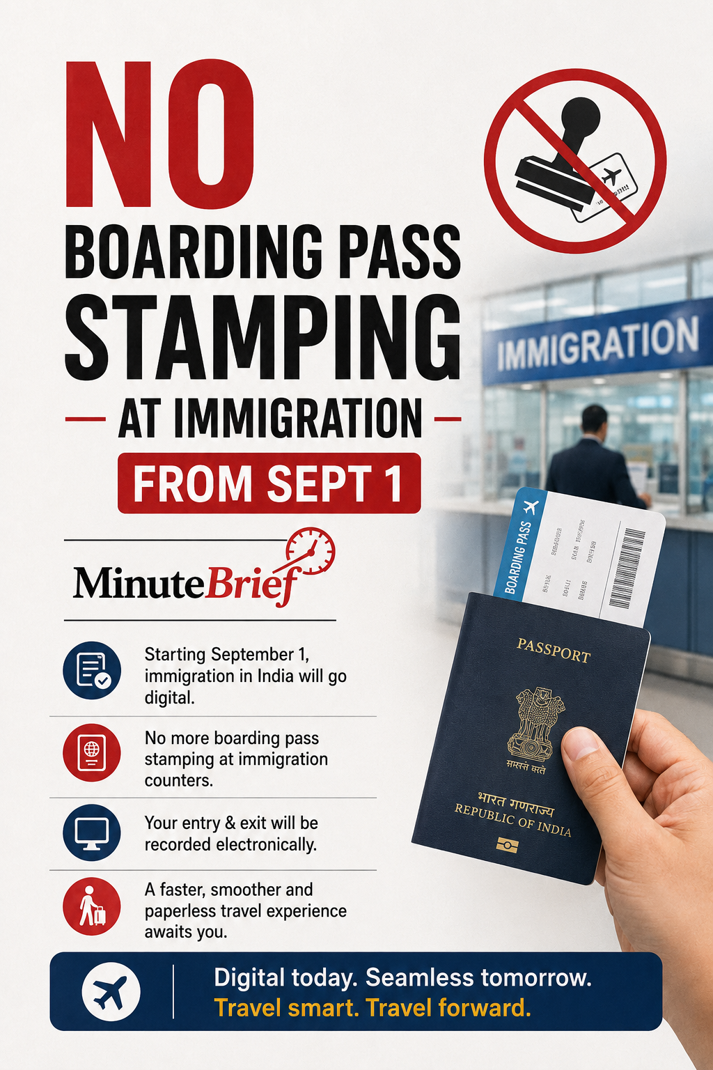 No boarding pass stamping at immigration from Sept 1
