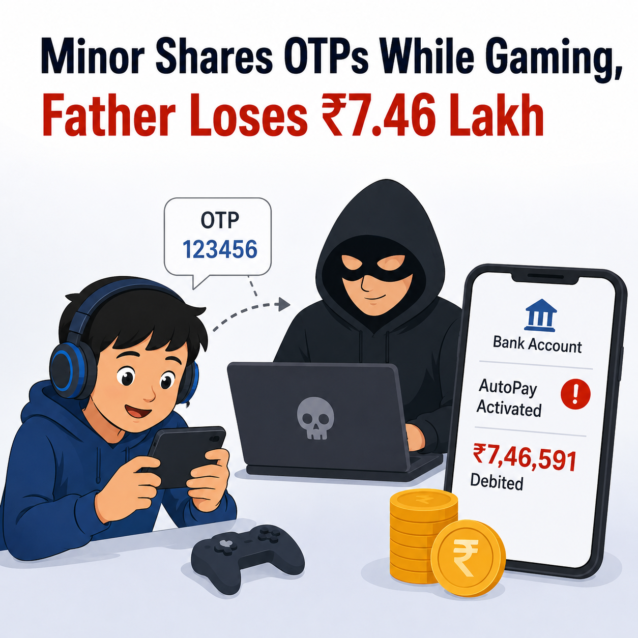 Karnataka Man Loses ₹7.46 Lakh After Minor Son Shares OTPs with Online Gamers