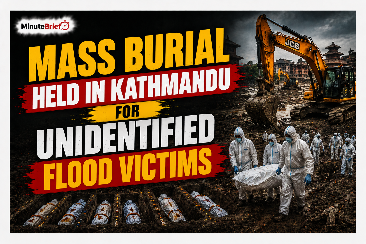Mass Burial Held in Kathmandu for Unidentified Flood Victims