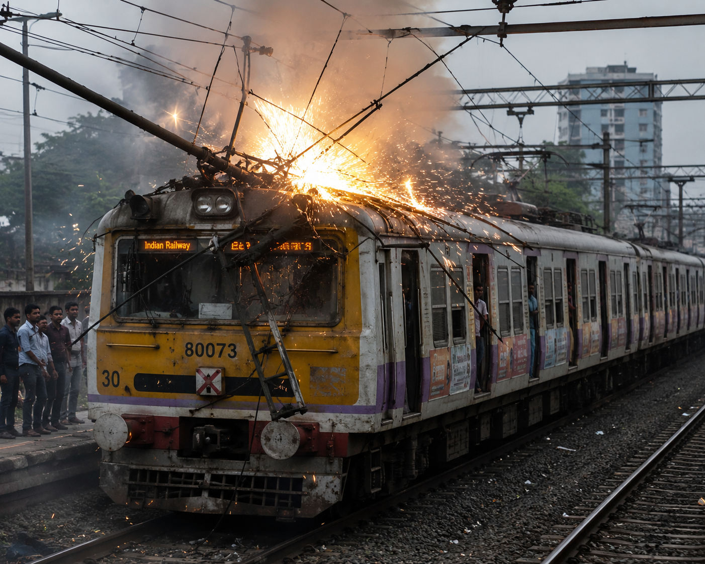 Overhead electric wire snaps onto moving train in Kolkata, no injuries reported