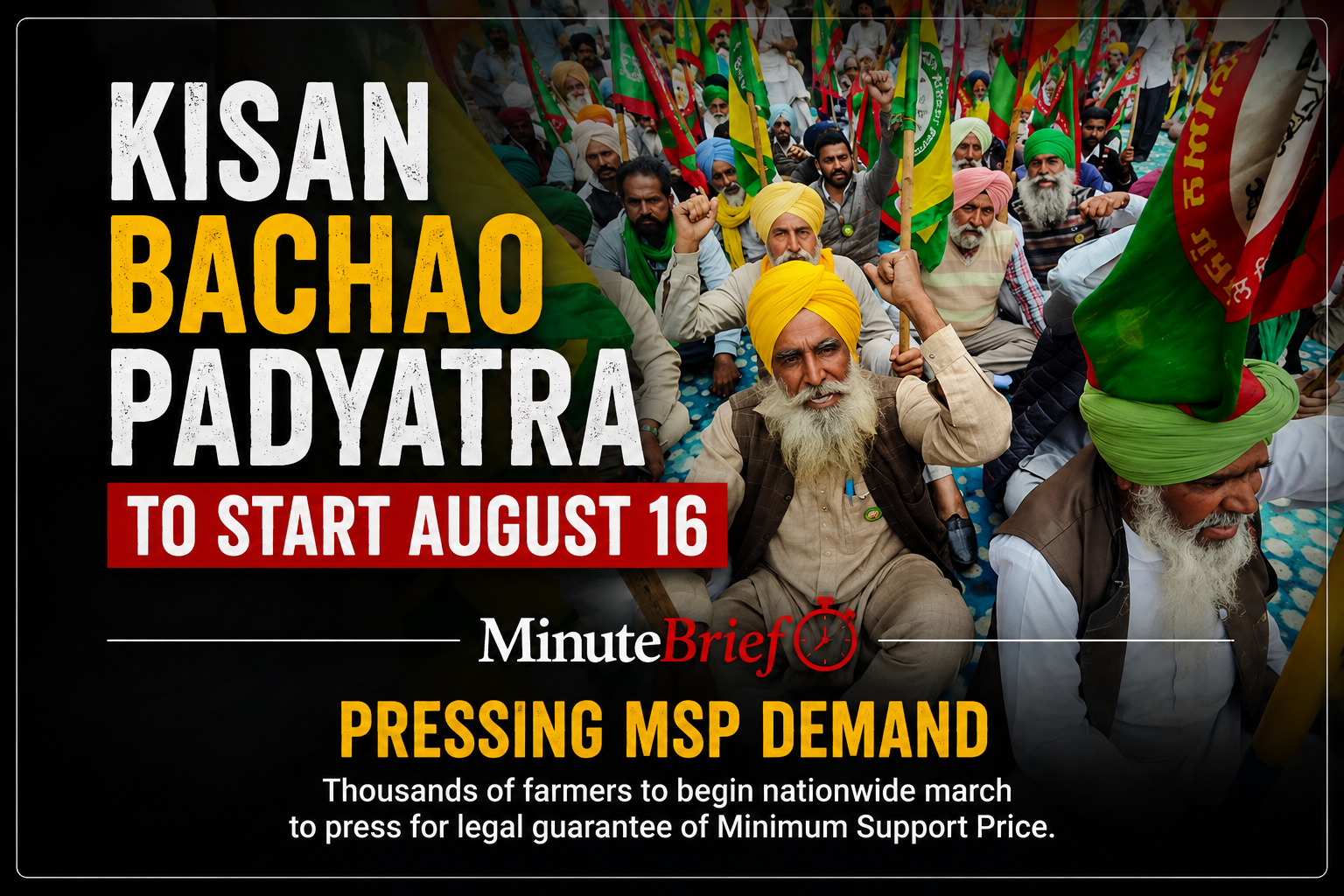 Kisan Bachao Padyatra to Start August 16 Pressing MSP Demand
