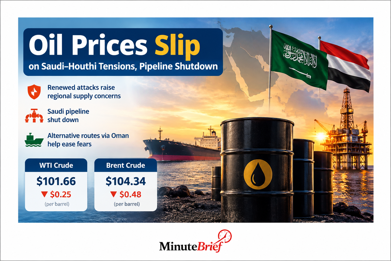 Oil Prices Steady Amid Saudi Pipeline Disruption Concerns