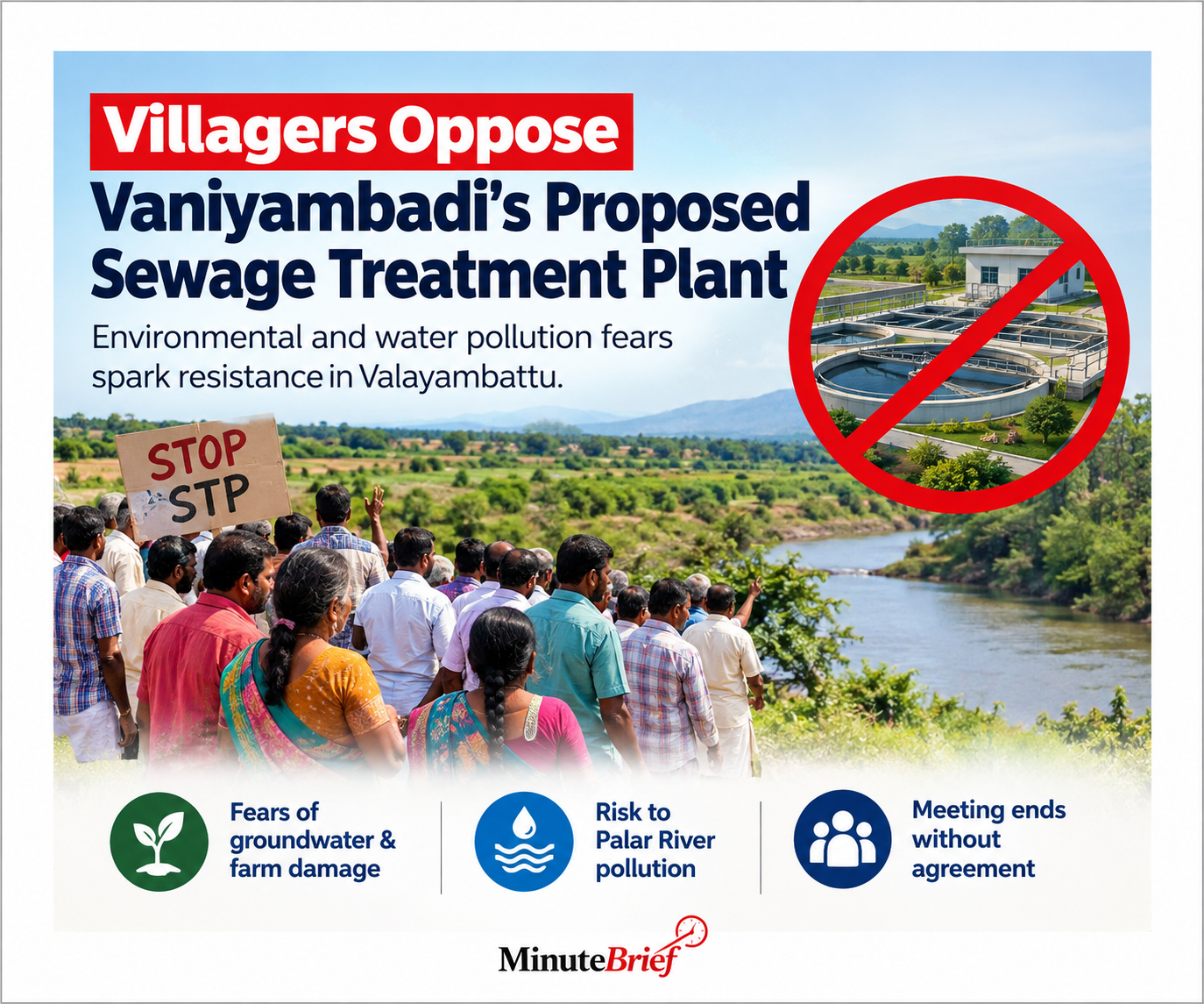 Villagers oppose sewage treatment plant at Vaniyambadi meeting