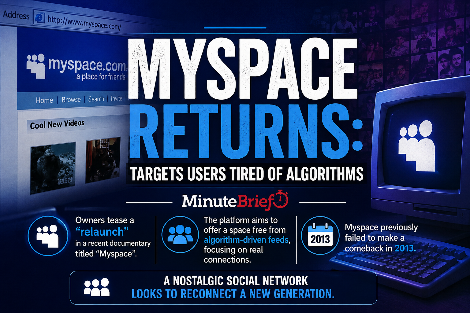 Myspace Rerturns: targets users tired of algorithms