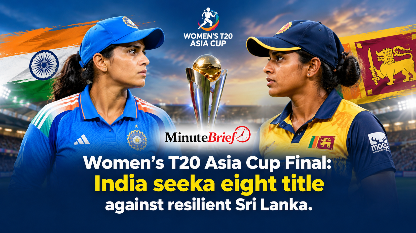 Record-Seeking India Set to Battle Resilient Sri Lanka in Women's T20 Asia Cup Championship, Aiming Historic Eighth Title