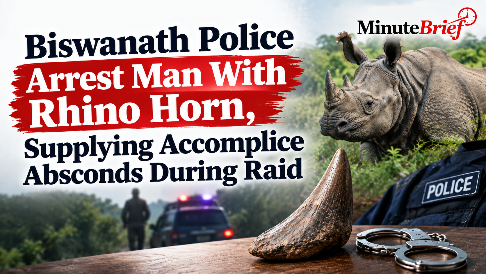 Biswanath Police Arrest Suspect With Rhino Horn While Partner Escapes
