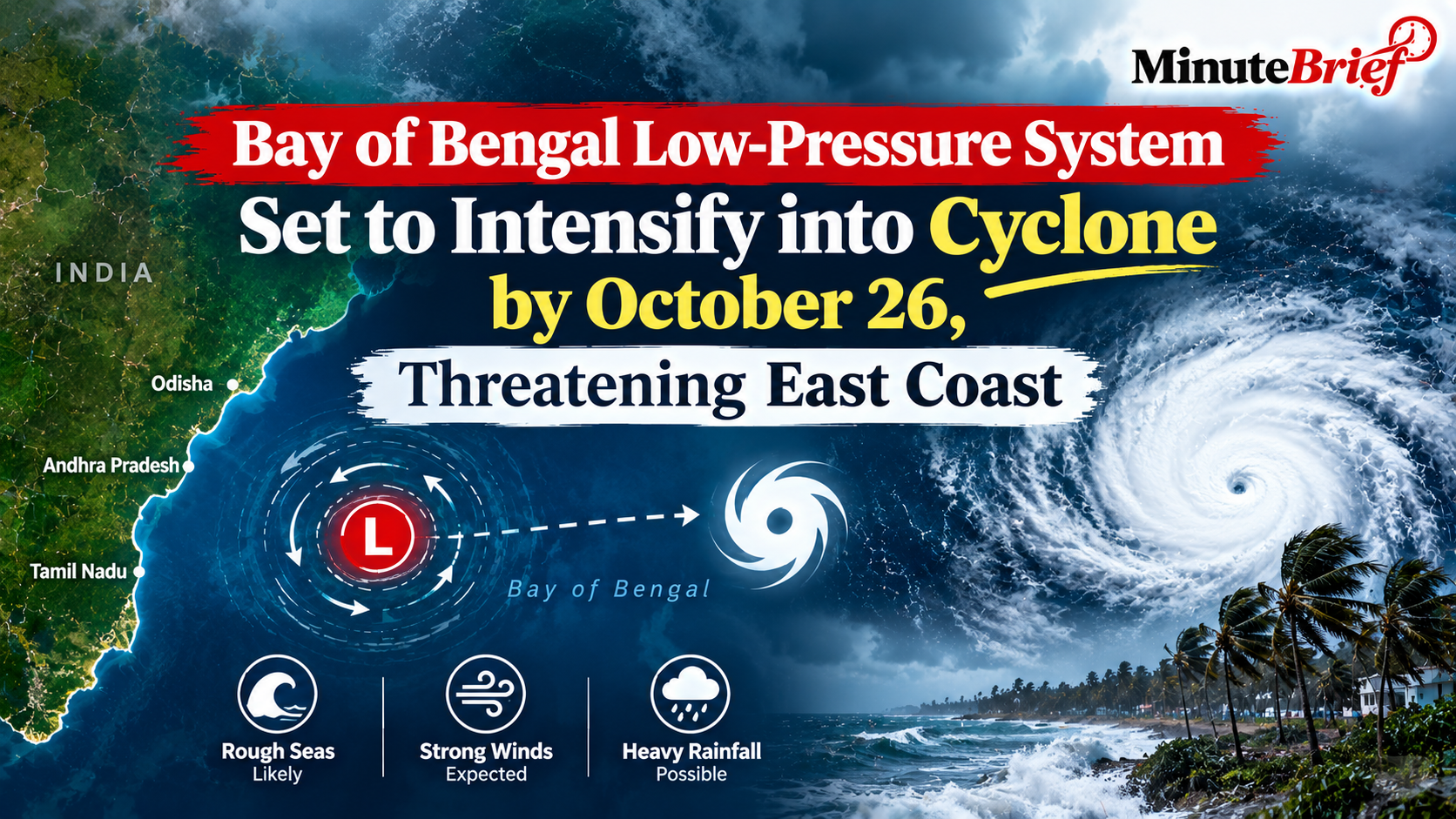 Bay of Bengal Low-Pressure System Expected to Intensify into Cyclone by October 26, Threatening East Coast