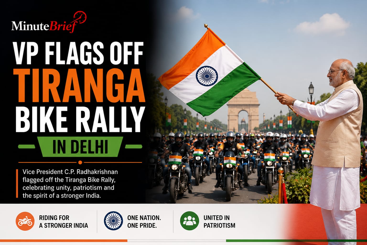 VP Radhakrishnan Flags Off Tiranga Bike Rally in Delhi