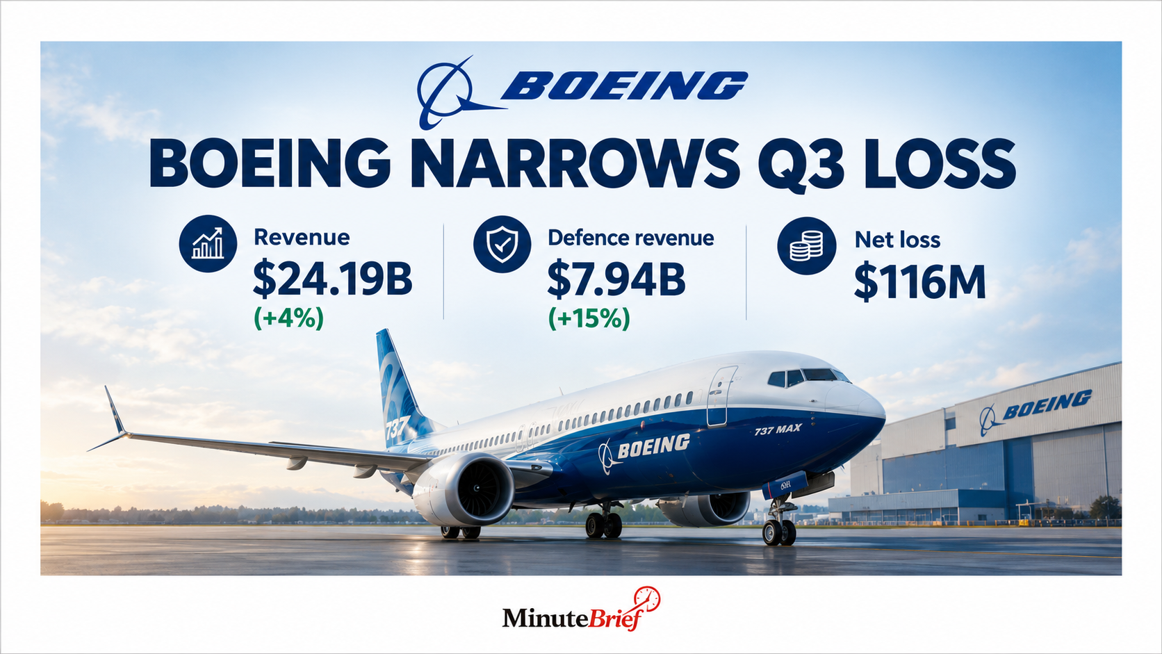 Boeing narrows third-quarter loss as defense sales rise