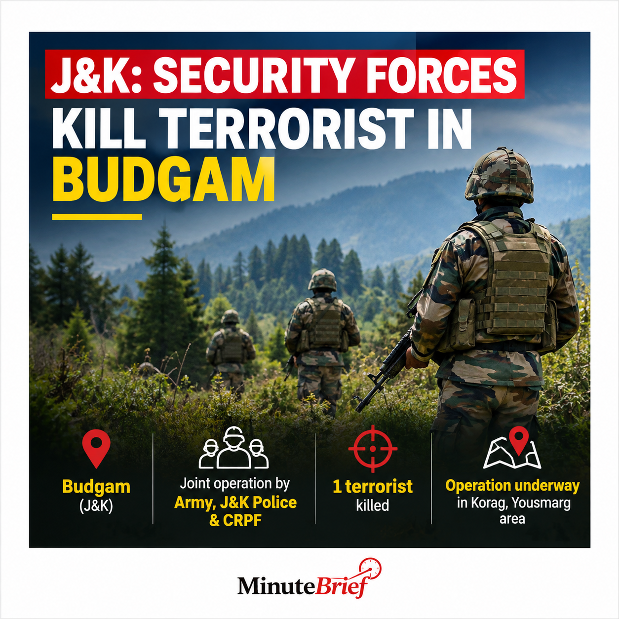 Terrorist killed in ongoing operation in Kashmir’s Budgam