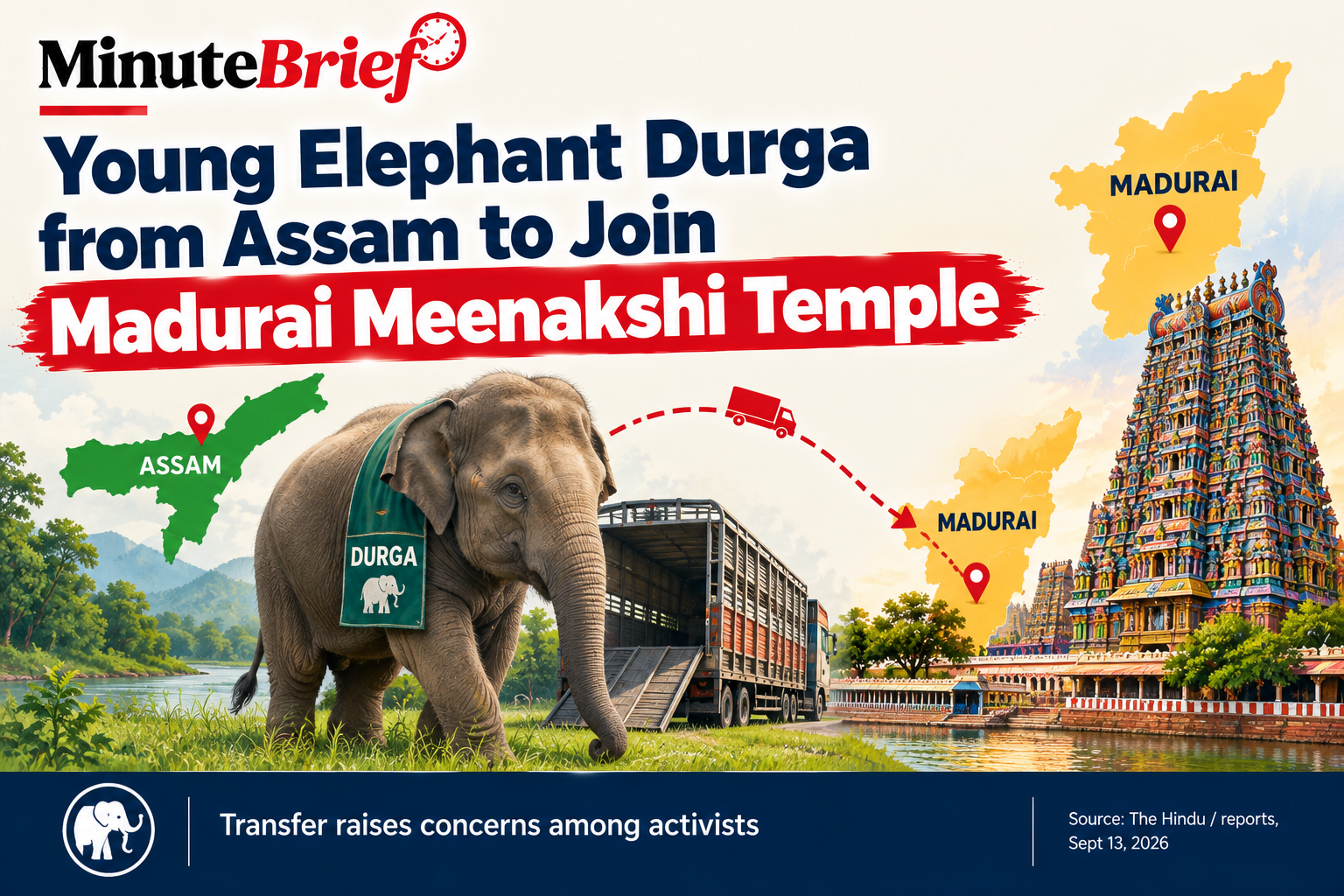 Young elephant Durga from Assam to join Madurai Meenakshi temple