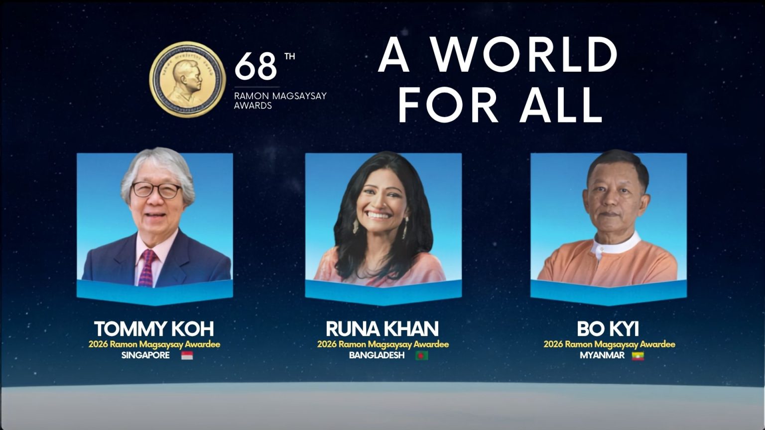68th Ramon Magsaysay Awards Announced: Tommy Koh, Runa Khan, and Bo Kyi Named 2026 Laureates