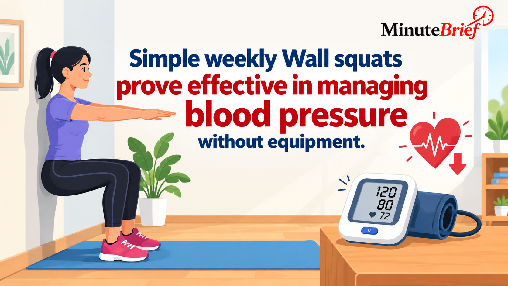 Study Finds: Wall Squats Once or Twice Weekly Demonstrate Significant Reduction in Adults' Blood Pressure