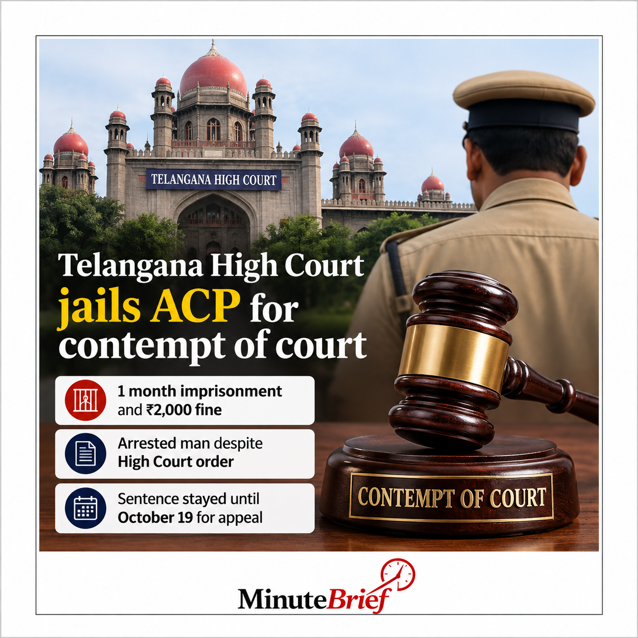 Telangana High Court sentences DSP to one-month jail for contempt