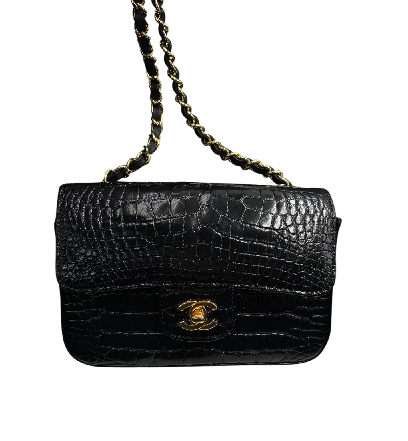 Chanel Mini Rectangle Flap In Black Crocodile