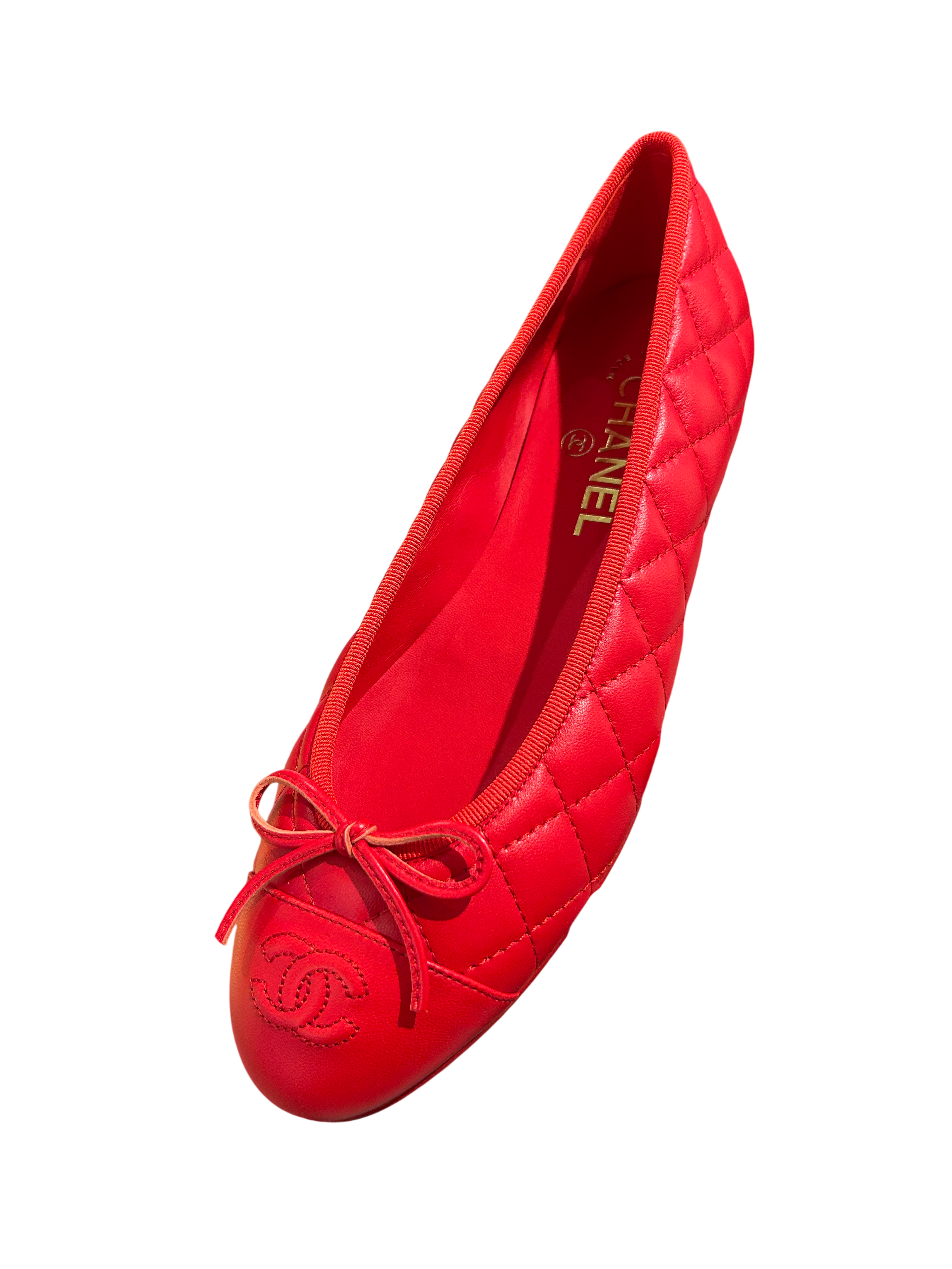 Chanel Chanel Quilted Ballet Flats 26B Red Leather 39