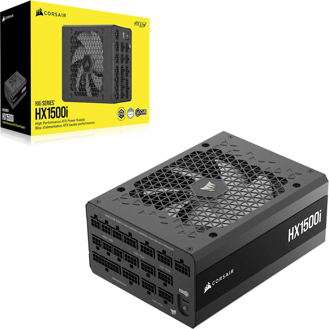 Corsair HX1500i (2025) ATX Power Supply, 1500W, 80 PLUS Platinum Efficiency, Fully Modular, ATX 3.1 & PCIe 5.1 Certified, Zero RPM Mode, Fluid Dynamic Bearing, Black | CP-9020309-UK - Image 1