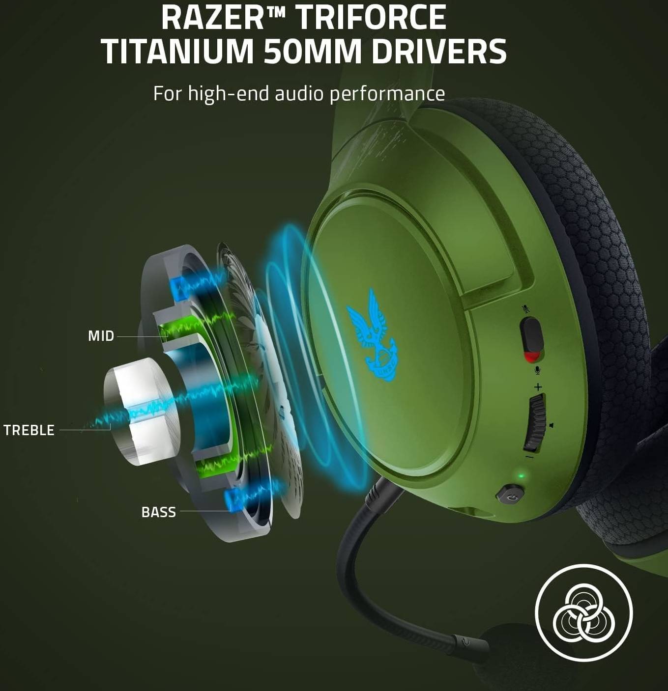 Razer BlackWidow V3 & Halo Infinite Kaira Pro Goliathus Chroma Gaming Gear Bundle, Chroma RGB, Tactile and Clicky,, 50mm Driver Size, 20000 Dpi Sensitivity,, Non Slip Rubber Base, Green thumbnail 3