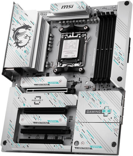 MSI B850 GAMING PLUS WIFI PZ AM5 ATX Motherboard, AMD B850 Chipset, 4x DDR5 UDIMM Slots, Up to 256GB Max Memory, 1x PCIe x16 Support, 3x M.2 Slot White | 911-7E75-001 thumbnail 3