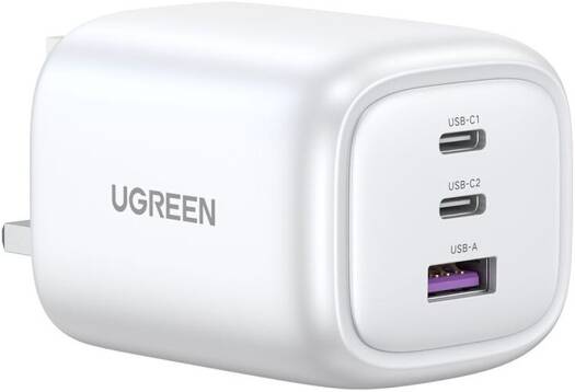 UGREEN Nexode 65W Wall Charger, Advanced GaN Technology, 65W Max Power Output, 2x USB-C & 1x USB-A Interface, ThermalGuard Protection, UK Plug, Wide Compatibility, White | 15335 - Image 1