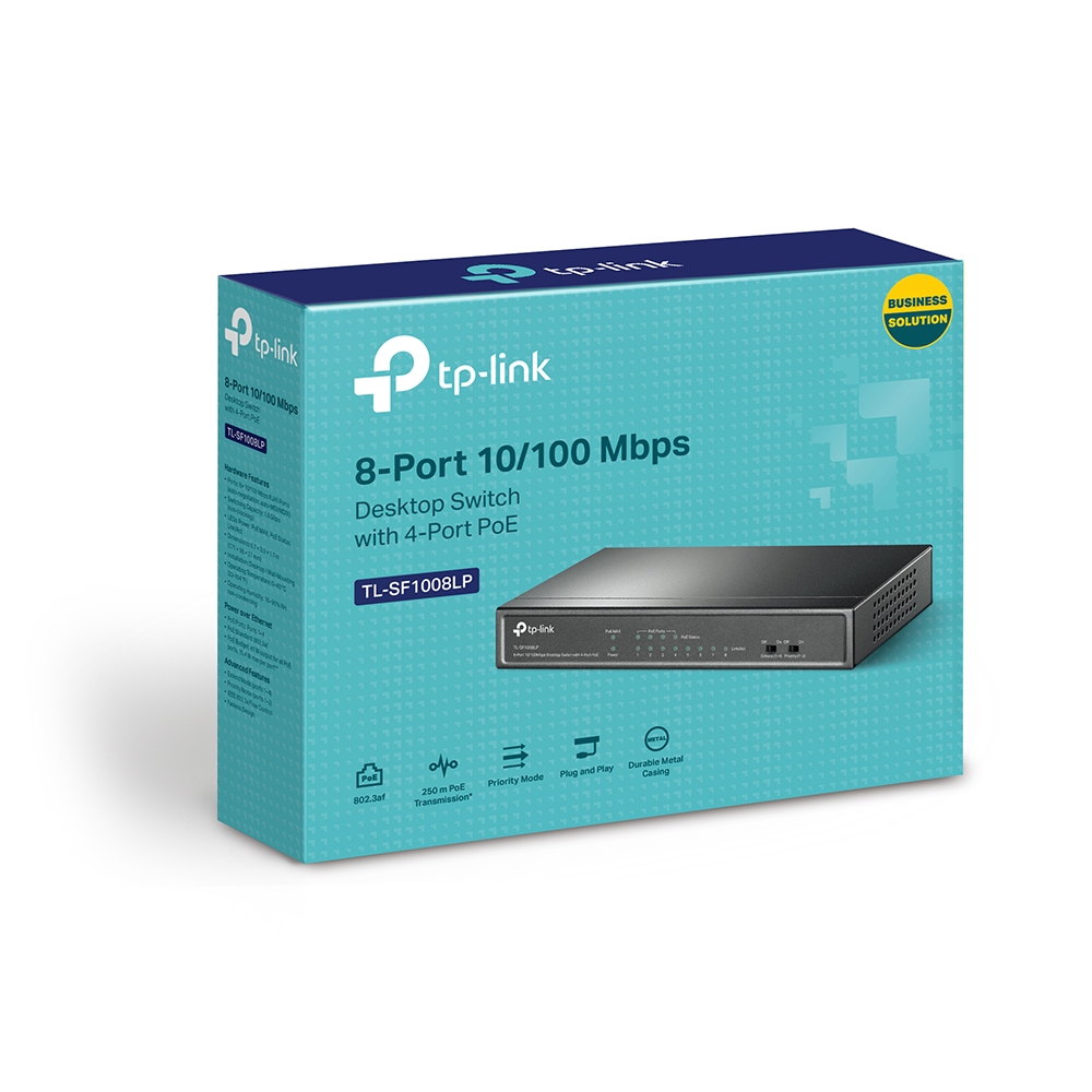 TP-Link PoE Switch 8-Port 100 Mbps, 4 PoE ports up to 15.4 W for each PoE port and 41 W for all PoE ports, Metal Casing, Plug and Play, Ideal for IP Surveillance and Access Point(TL-SF1008LP) thumbnail 5