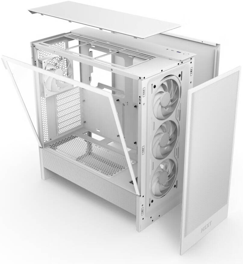 NZXT H5 Flow RGB Edition Compact ATX Mid-Tower Airflow Case, 1x F360 RGB Core & 1x F120Q Pre-Installed Fan, SGCC Steel, Dark Tinted Tempered Glass Materials, White | CC-H52FW-R1 thumbnail 5