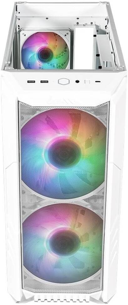 Cooler Master HAF 500 Mid Tower Case, 2x 120mm & 2x 200mm Pre-Installed Fan, Up to 360mm Radiator & 8x Fan Support, Tempered Glass Side Panel, Mesh Front Panel, White | H500-WGNN-S00 thumbnail 5