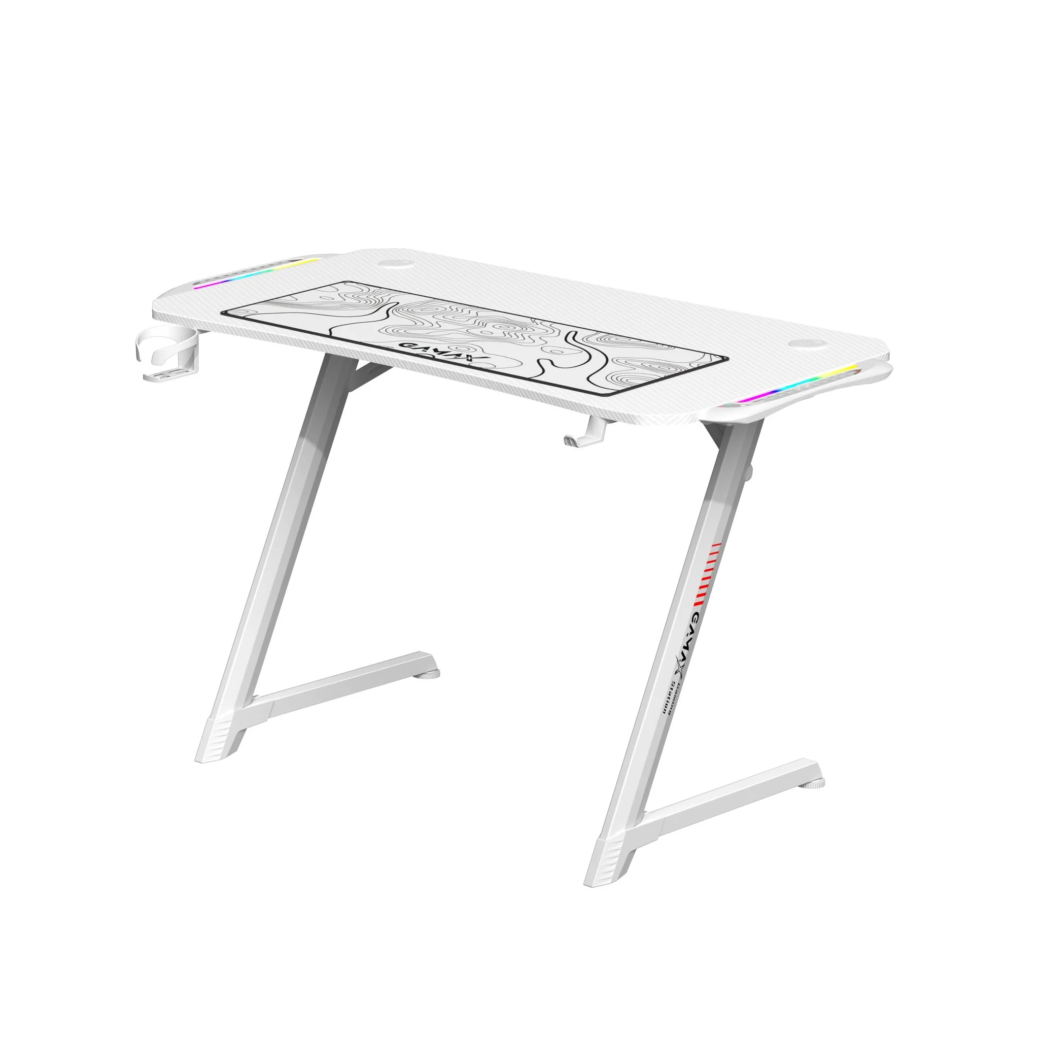 GAMAX Z5-1160 (TD-03)_CARBON FIBER GAMING TABLE 120*60*75CM WITH RGB LIGHT & MOUSEPAD - WHITE thumbnail 3