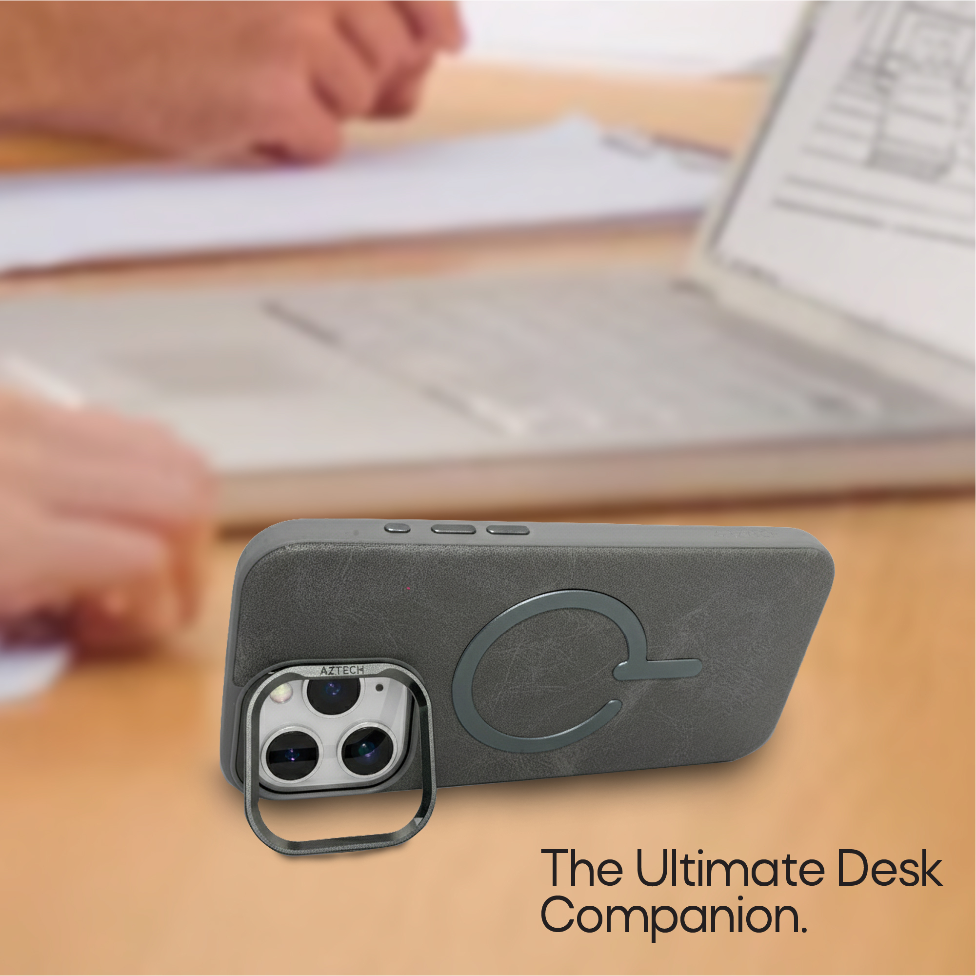 AZTECH Premium Leather Case 15 Pro Gray Titanium thumbnail 6