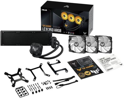 Asus TUF Gaming LC II 360 ARGB Liquid Cooler With Aura Sync, 360MM Radiator, 3*120MM TUF ARGB Fans, Reinforced 400MM Tubing, Decoupled Low-Noise Pump With Cover, Black | 90RC00M1-M0UAY0 thumbnail 3