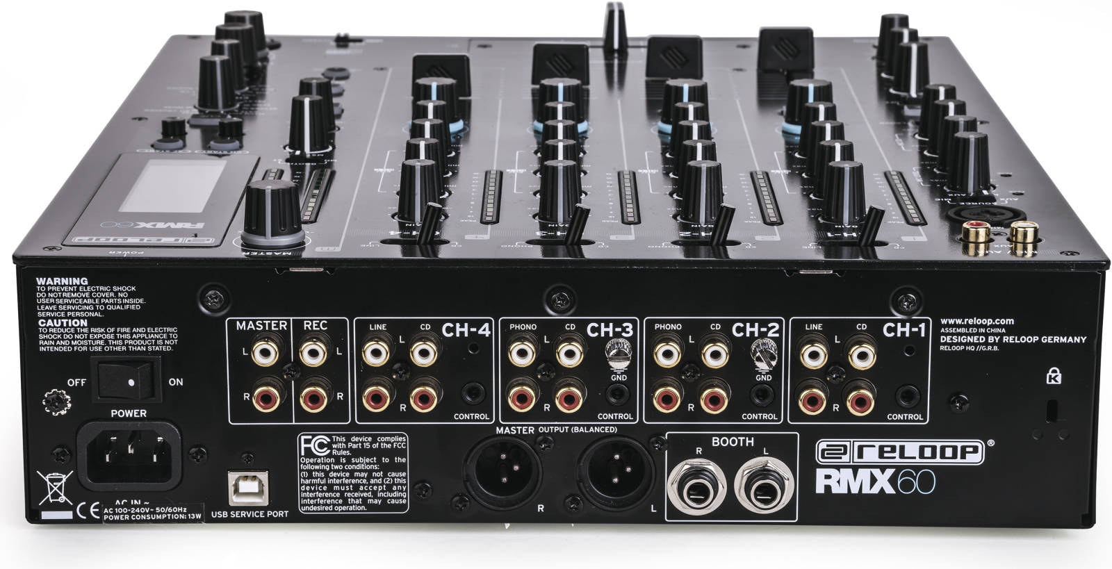 Reloop RMX-60 Digital 4+1 CH DJ Mixer with Built-in EFX, Fully Digital Architecture, 8 Builtin Performance Effects, Dual Tempo Detect Beat Counters, Mic 2-Band EQ with Talkover, Black | RMX-60-DIGITAL thumbnail 3