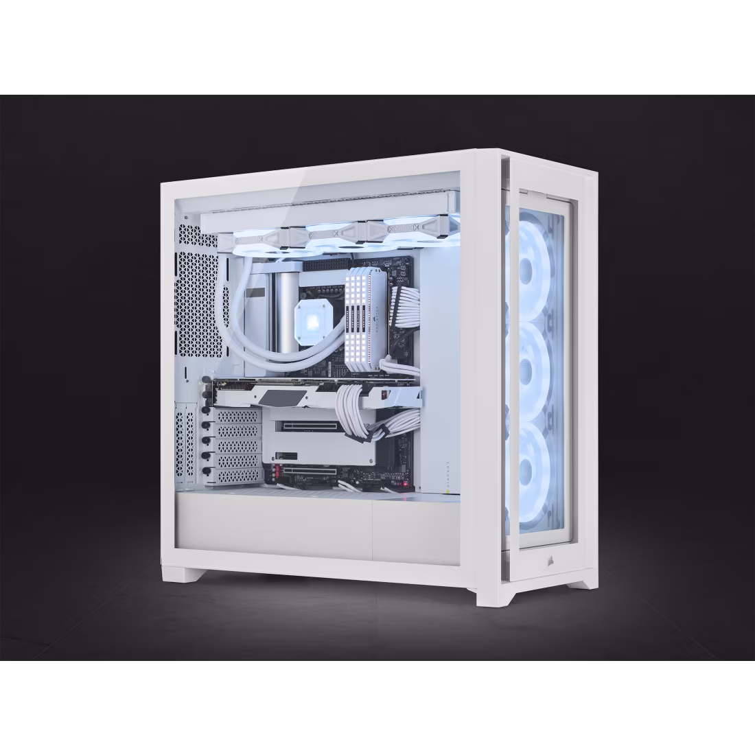 Corsair iCUE 5000X RGB QL Edition Mid Tower Case, Tempered Glass, 4 QL120 RGB Fans, Up To 360mm Radiator Support, Lighting Node Core, 136 Total RGB LEDs, White | CC-9011233-WW thumbnail 12