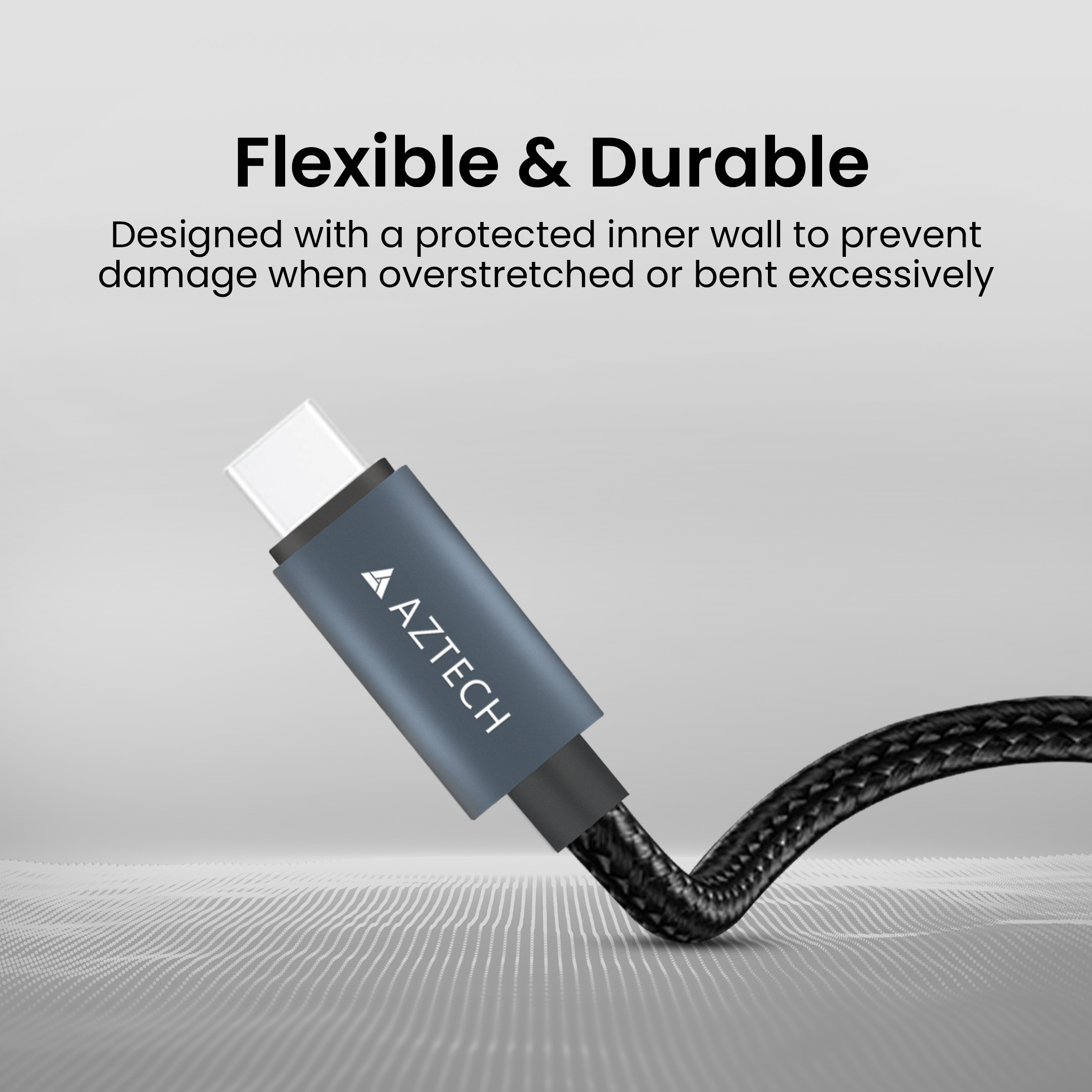 AZTECH Hyper Cable - 60W USB Type C to C - Black - 1 M - Image 1