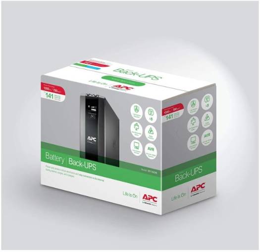 APC BR1300MI Back UPS Pro, 1300VA Rated Power, 780 Watts, 8 IEC Outlets, LCD Interface, 1GB Dataline Protection, 230 Voltage, Not Rack Mountable, Line Interactive, Black | BR1300MI thumbnail 4