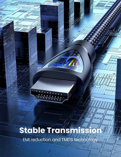 UGREEN 8K HDMI 2.1 Ultra High Speed Cable, Supports 4K@240Hz and 8K@60Hz, 48Gbps Bandwidth, Male-Male with Braided, Support 3D And Lip Sync, 48 Gbps, Nickle Plated, 2 Meter Length, Black | 80403 thumbnail 2