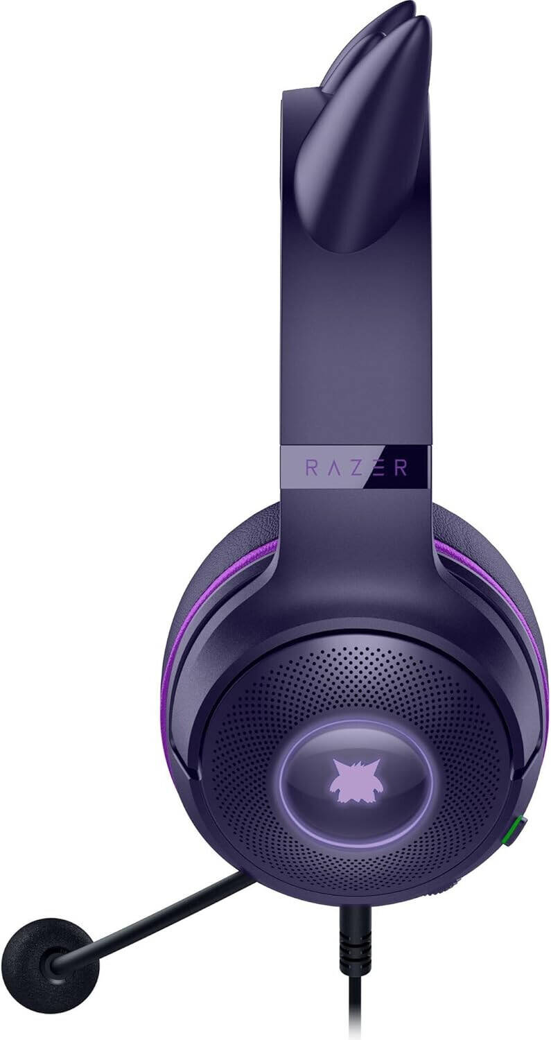 Razer Kraken Kitty V2 Gaming Headphone, 40mm TriForce Driver, HyperClear Cardioid Mic, Unidirectional, Chroma RGB Lighting, USB Type-A Connection, Gengar Pokemon Edition | RZ04-04730300-R3M1 thumbnail 3
