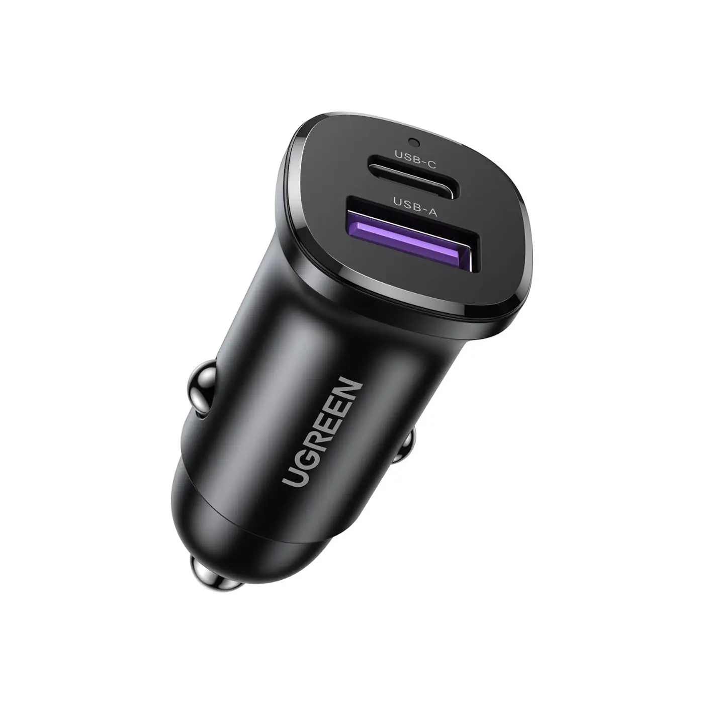 UGREEN 2-PORT 1A 1C 30W PD FAST CAR CHARGER GRAY - Image 1