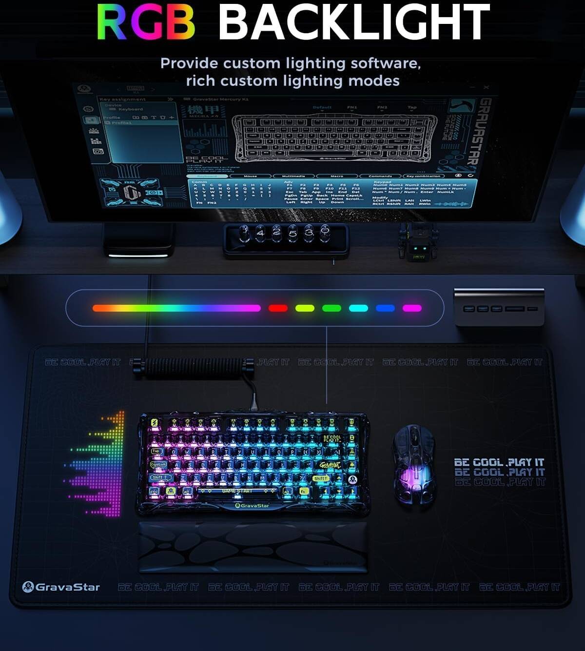 GravaStar K1 Lite Keyboard-Transparent Black thumbnail 4