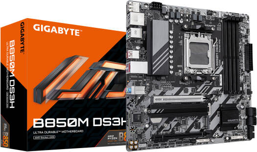 GIGABYTE B850M DS3H AM5 M-ATX Motherboard, AMD B850 Chipset, 4x DDR5 DIMM Slots, Up to 256GB Max Memory, 1x PCIe 5.0 x16, 2x M.2 Slots | B850M-DS3H - Image 1