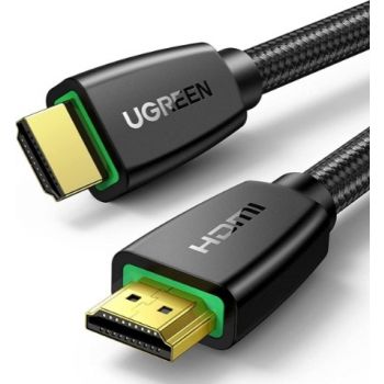 UGREEN HDMI TO HDMI Male Cable, 4K @ 60Hz UHD Resolution Support, 18Gbps Data Transfer Rate with Ethernet Suppoart, Gold-Plated Connector, Braided Cable, 3 Meter Cable Length, Black | 40411 - Image 1