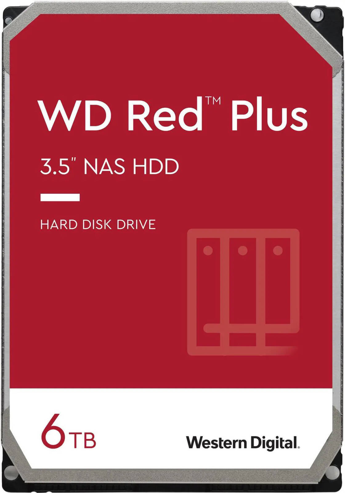 Western Digital Red Plus 6TB 3.5" Internal NAS HDD, 64MB Cache Size, 5400 RPM Speed, SATA Interface, CMR, 1M Hours MTBF, Red | WD60EFRX - Image 1