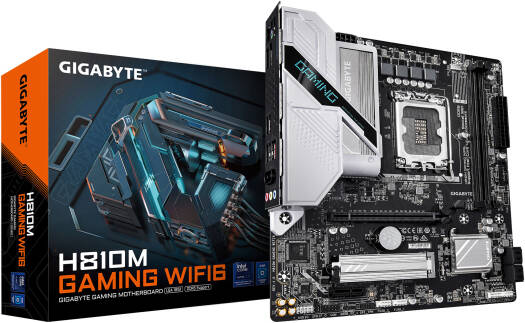 GIGABYTE H810M GAMING WIFI6 M-ATX LGA 1851 Motherboard, Intel H810 Chipset, 2x DDR5 DIMM Slots, 128GB Max Memory, 1 x PCIe 4.0 x16 Slot, 1 x PCIe 4.0 M.2 Slot | H810M GAMING WIFI6 - Image 1