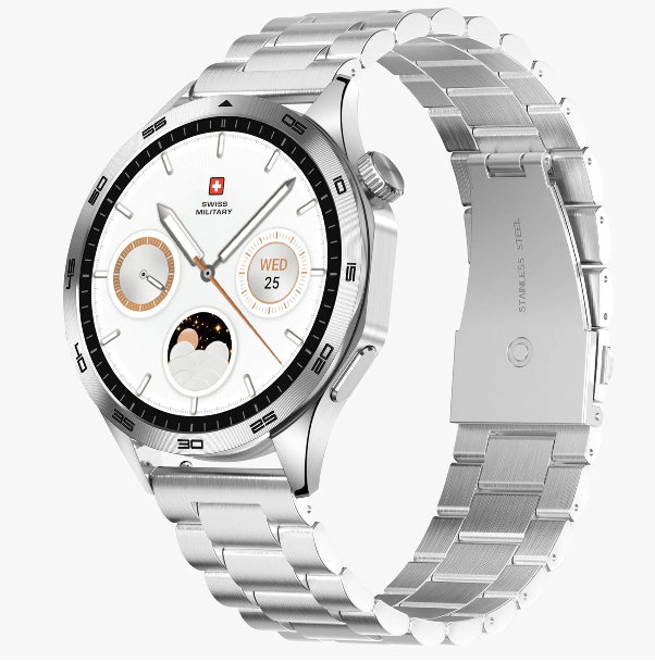 SWISS MILITARY SWISS INTL SILVERFRAME SILVER METAL STRAP SMARTWATCH - Image 1