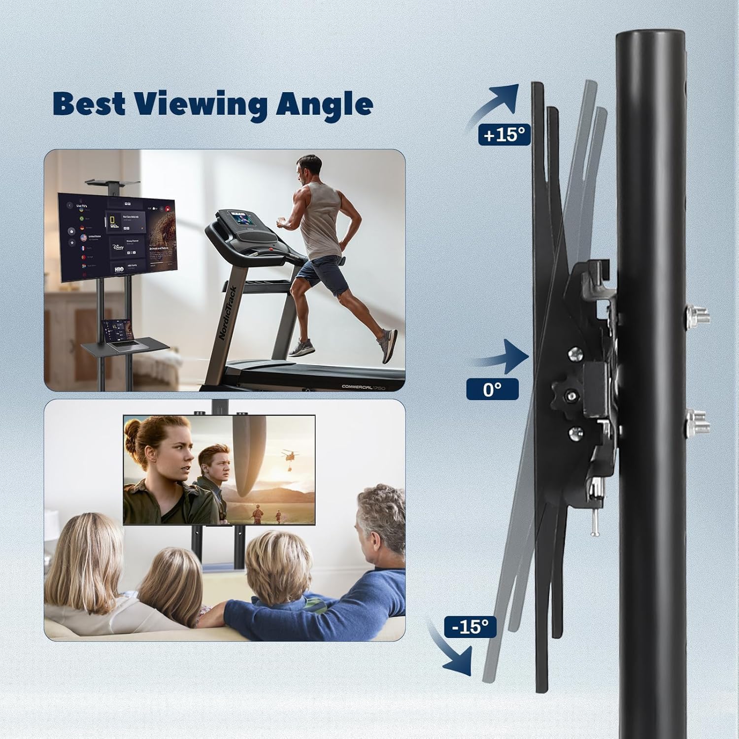 AZTECH 32"-75" Portable Trolley Stand, 50Kgs Load Capacity, LITE Series thumbnail 3