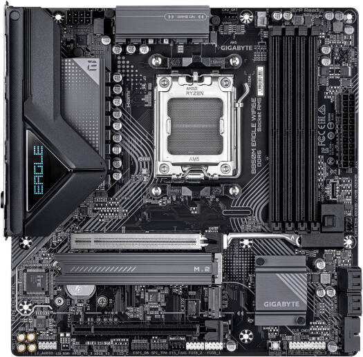 GIGABYTE B850M EAGLE WIFI6E AM5 Micro ATX Motherboard, AMD B850 Chipset, 4x DDR5 DIMM Slots, Up to 256GB Max Memory, 1x PCIe 5.0 Slots, 2x M.2 Slots, WiFi 6E & BT 5.3 | B850M-EAGLE-WF6E thumbnail 2