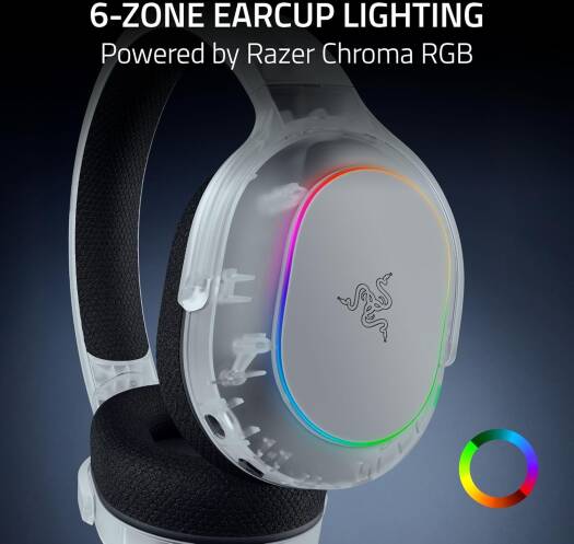 Razer Barracuda X Chroma Gaming Headphones, 40mm Razer TriForce, Detachable Razer HyperClear Cardioid Mic, 7.1 Surround Sound, 6-Zone Earcup Lighting, Phantom White | RZ04-05220400-R3M1 thumbnail 5