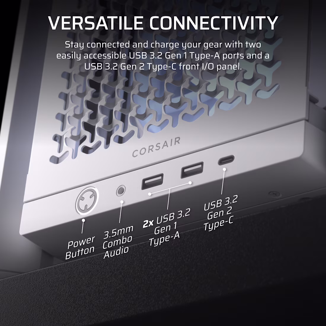 Corsair FRAME 4000D RS ARGB Mid-Tower PC Case, 3x RS120 ARGB Pre-Installed Fans, 360mm Radiator Support, 7 Expansion Slots, Tempered Glass, 3D-Y Airflow Steel, White | CC-9011297-WW thumbnail 9