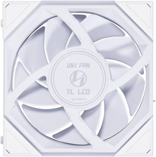 Lian Li Uni Fan TL 120 Case Fan, 1.6” LCD, 120mm Fan Size, 1900 RPM Fan Speed, 62 CFM Airflow, PA66 / PBT Materials, Fluid Dynamic Bearing, Triple Pack, W/ Controller, White | G99.12TLLCD3W.00 thumbnail 7