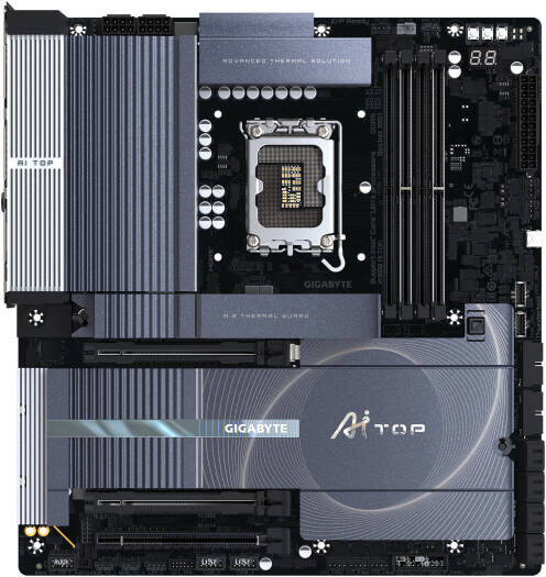 GIGABYTE W880 AI TOP E-ATX LGA 1851 Motherboard, Intel W880 Chipset, 4x DDR5 DIMM Slots, 256GB Max Memory, 2 x PCIe 5.0 x16 (run x8, x16) with PCIe UD Slot X, 4x M.2, WIFI & BT | W880-AI-TOP thumbnail 4