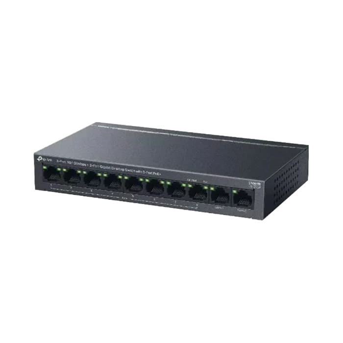 TP-LINK LS1210P Desktop Switch, 8-Port 10/100Mbps+2-Port Gigabit, 30 W PoE Output, 250 m (820ft) Data & Power Range, Isolation Mode, Desktop / Wall-Mounting, Black | LS1210P thumbnail 2